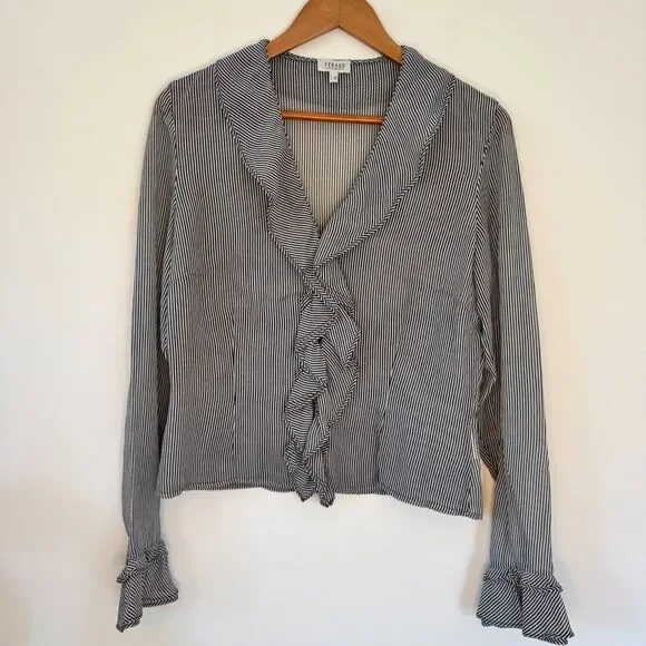 Féraud Club Women's Striped Black White Blouse Size 8 - Picture 1 of 6